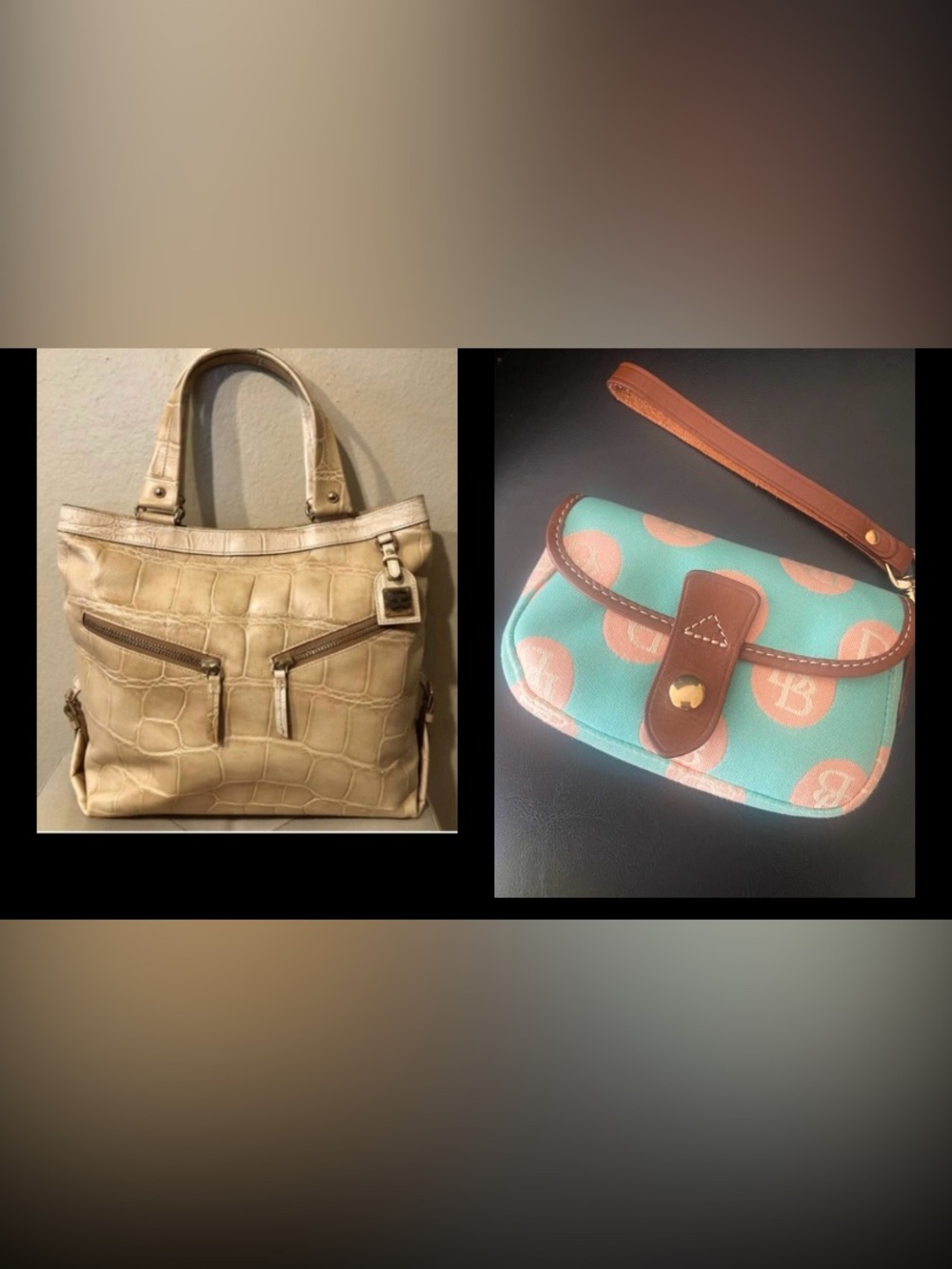 Dooney & Bourke Sara Croc Embossed Tote Leather Bag Satchel With FREE WRISTLET